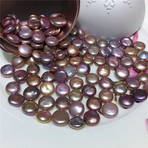 【Live】Purple Button(1 Clam Include 3 Button Shape Freshwater Pearls)